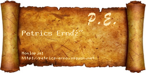 Petrics Ernő névjegykártya